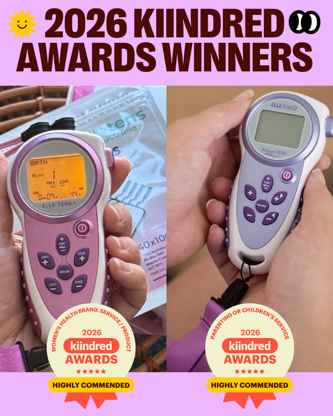 Elle TENS Receives Two Highly Commended Awards at the 2026 Kiindred Awards